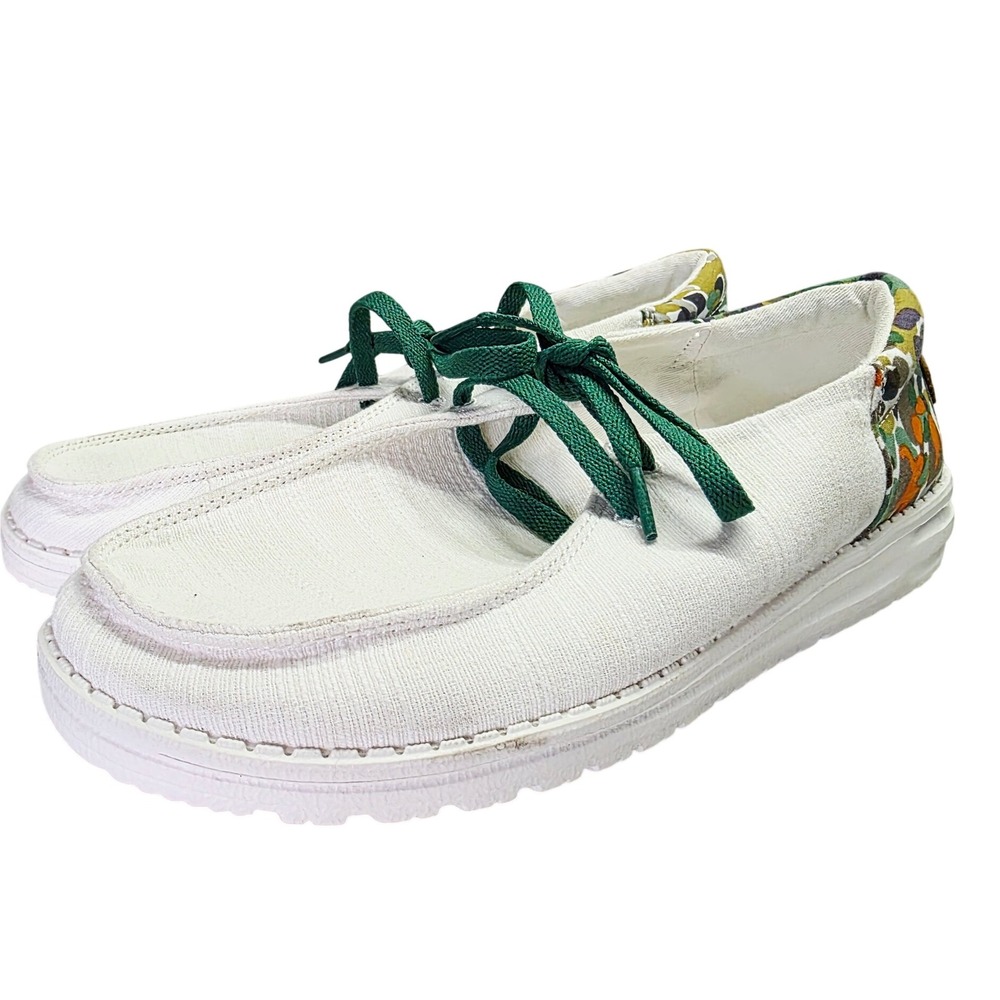 Hey Dude Wendy Funk Chambray White Camo Casual Shoes Women US 9 EU 40 UK 7 NEW